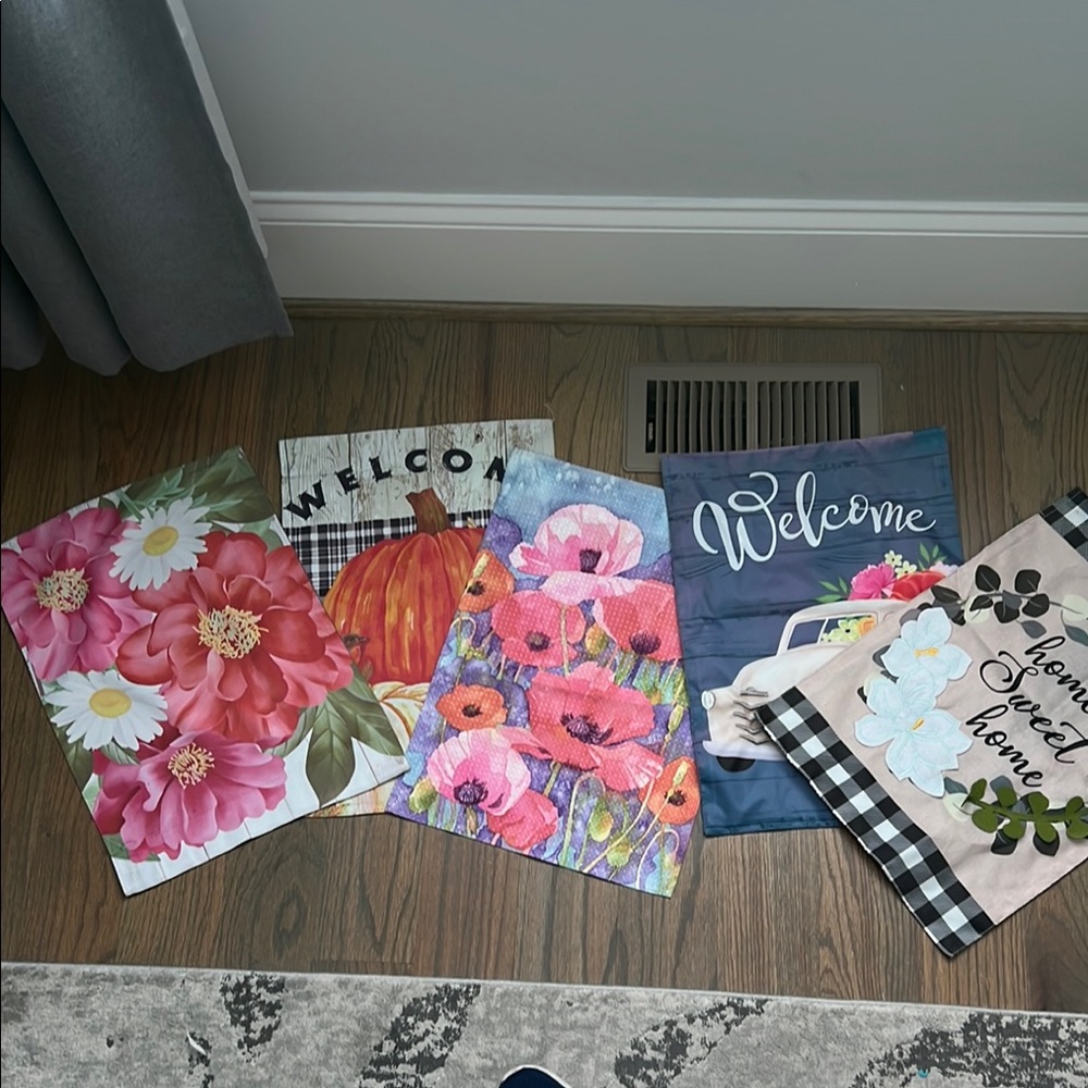 Set of Colorful Welcome mini Garden Flags 12 1/2"x 18"